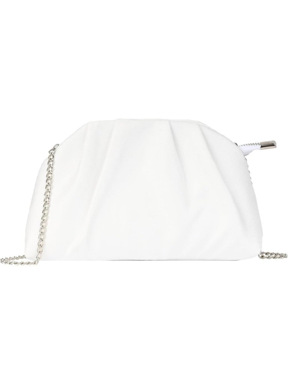 Women's White Pleated Satin Clutch Purse Formal Evening Wedding Bag